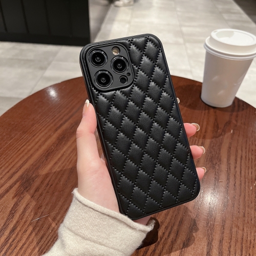 

For iPhone 14 Pro Rhombic Texture Lambskin Phone Case(Black)