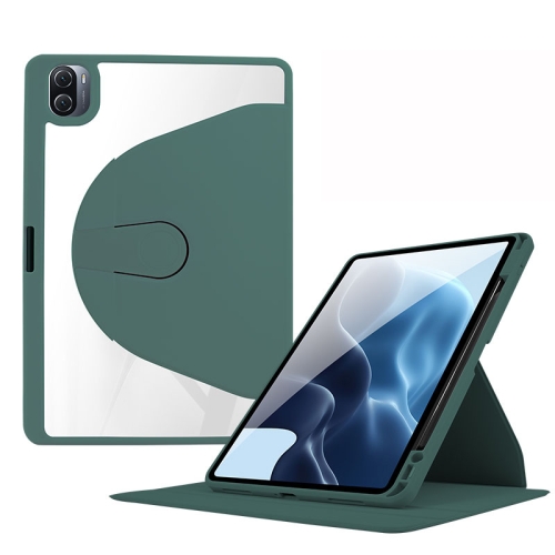 

For Xiaomi Pad 5 Pro 12.4 Acrylic 360 Degree Rotation Holder Tablet Leather Case(Emerald Green)