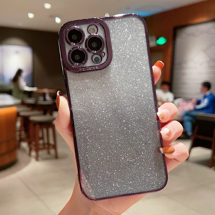 For iPhone 12 mini High Transparent Gradient Color Glitter TPU