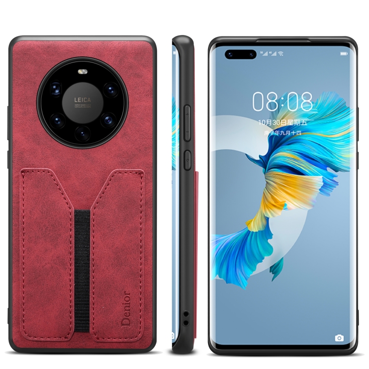 

For Huawei Mate 40 Pro+ Denior DV Elastic Card PU Back Cover Phone Case(Red)