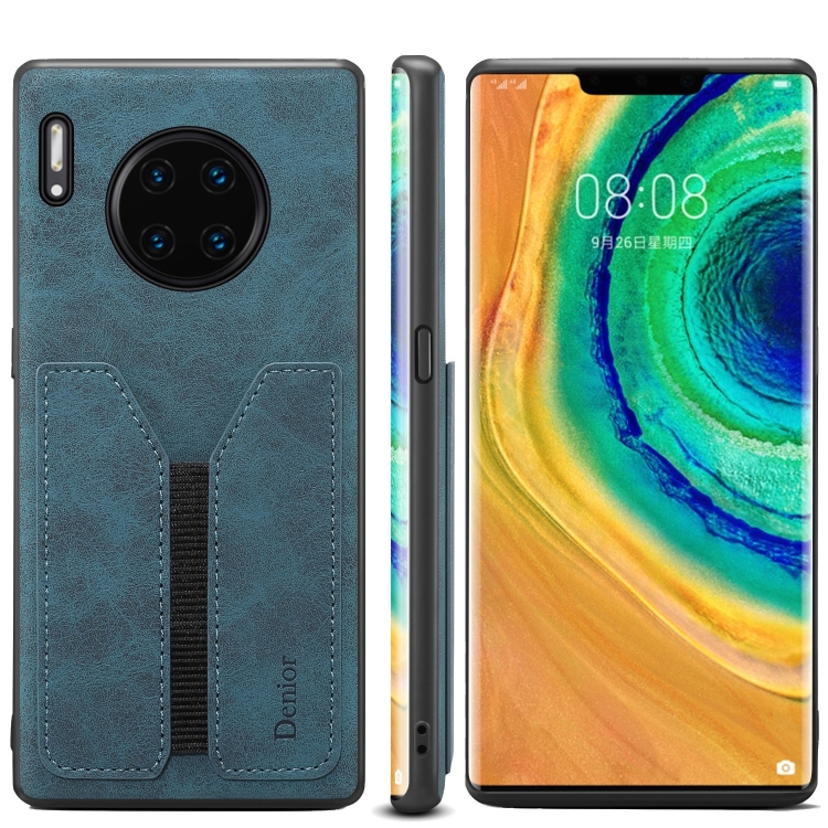 

For Huawei Mate 30 Pro Denior DV Elastic Card PU Back Cover Phone Case(Blue)
