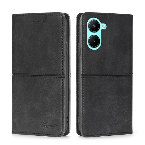 

For Realme C33 4G Cow Texture Magnetic Leather Phone Case(Black)