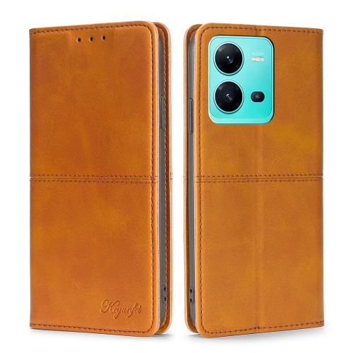 

For vivo V25 5G/V25e 5G Cow Texture Magnetic Leather Phone Case(Light Brown)