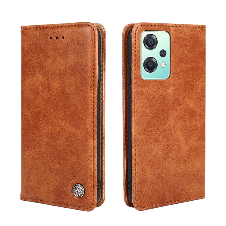 

For OPPO K10x 5G Non-Magnetic Retro Texture Flip Leather Phone Case(Brown)
