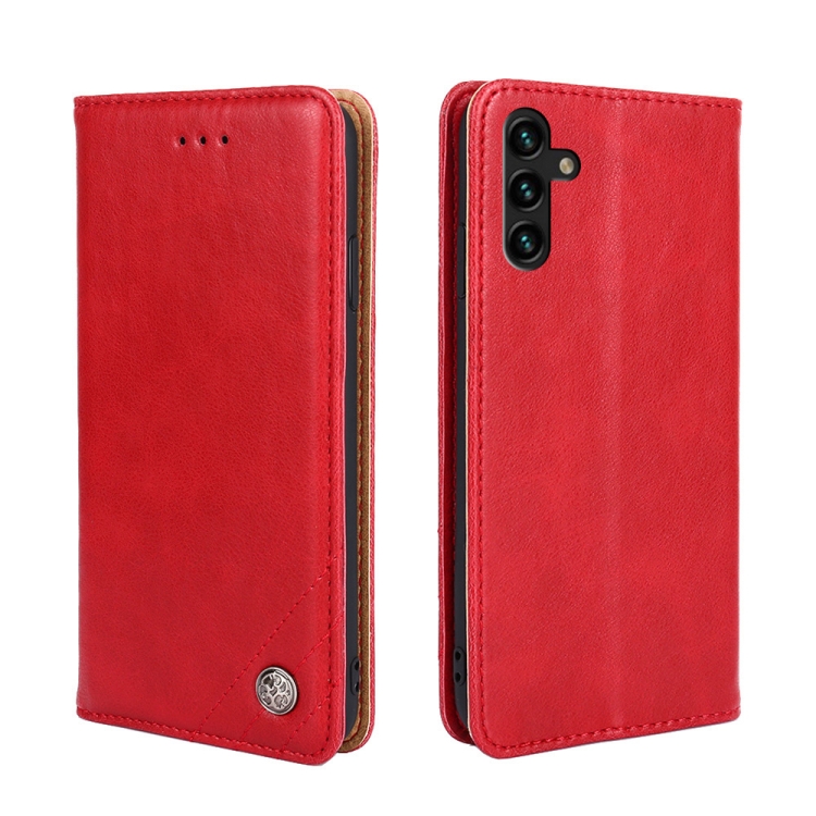 

For Samsung Galaxy A04s Non-Magnetic Retro Texture Flip Leather Phone Case(Red)