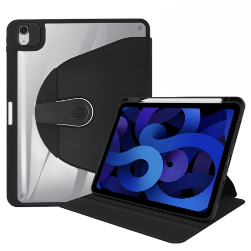 

For iPad 10.2 2019 / 2020 / 2021 Acrylic 360 Degree Rotation Holder Tablet Leather Case(Black)
