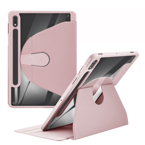 

For Samsung Galaxy Tab S8+ / S7+ Acrylic 360 Degree Rotation Holder Tablet Leather Case(Baby Pink)