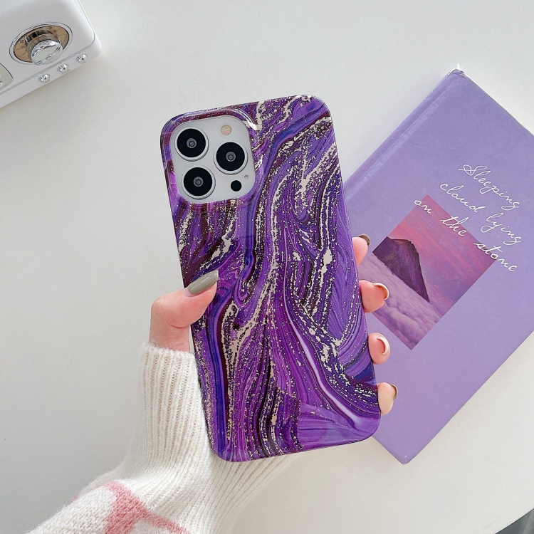 

For iPhone 14 Pro Max TPU Soft Shockproof Phone Case(Purple Gold Pink)