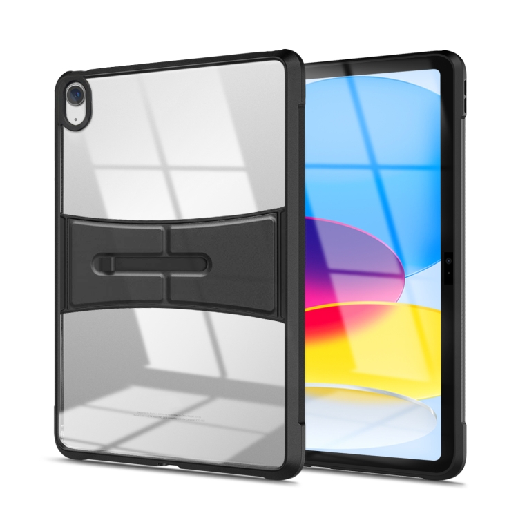 

For iPad 10th Gen 10.9 2022 Acrylic TPU Transparent Tablet Protective Case with Holder(Black)