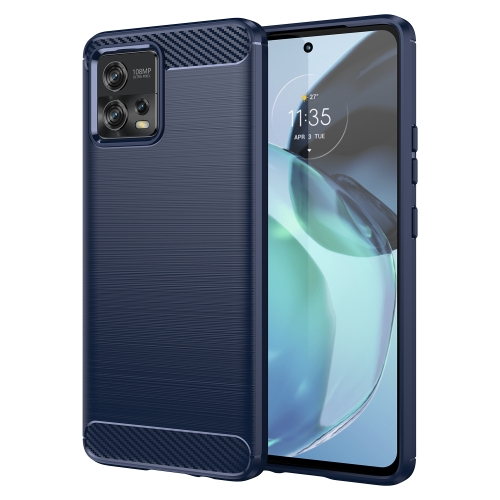 

For Motorola Moto G72 5G Brushed Texture Carbon Fiber TPU Phone Case(Blue)
