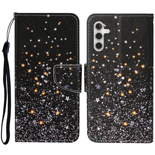 

For Samsung Galaxy A14 5G Colored Drawing Pattern Leather Phone Case(Black Pentagram)