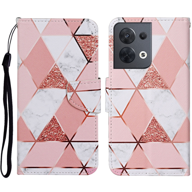 

For OPPO Reno8 Colored Drawing Pattern Leather Phone Case(Marble)