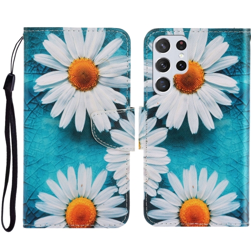 

For Samsung Galaxy S23 Ultra 5G Colored Drawing Pattern Leather Phone Case(Daisy)