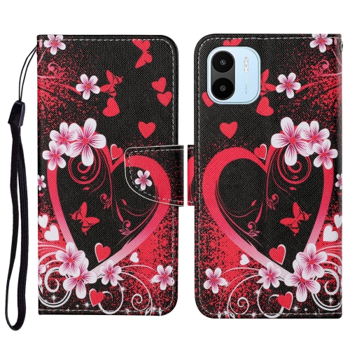 

For Xiaomi Redmi A1 Colored Drawing Pattern Leather Phone Case(Red Heart)