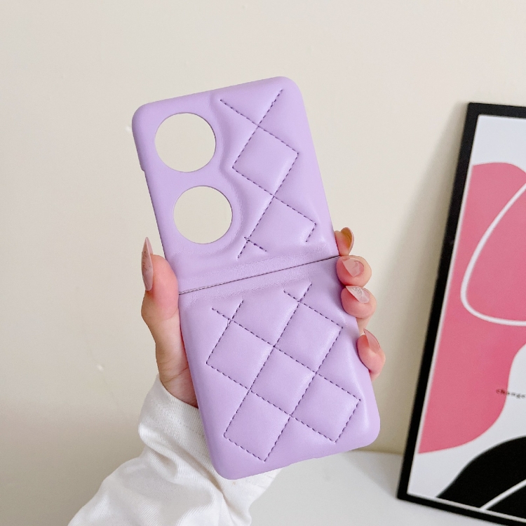 

For Huawei P50 Pokcet Diamond Pattern Fold Protective Phone Case(Purple)