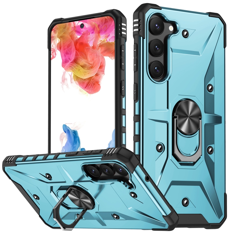 

For Samsung Galaxy S23+ 5G Ring Holder Phone Case(Light Blue)