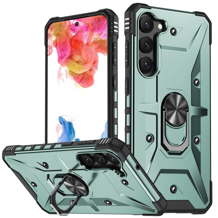 

For Samsung Galaxy S23+ 5G Ring Holder Phone Case(Midnight Green)