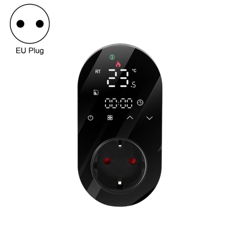 BHT12-E Plug-in LED Thermostat ไม่มี WiFi, ปลั๊ก EU (สีดำ)