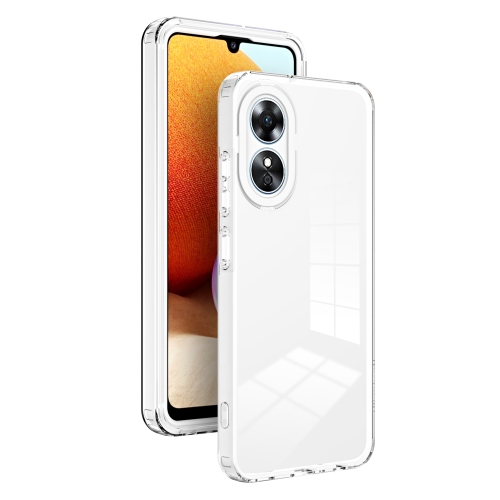 

For OPPO A17 4G 3 in 1 Clear TPU Color PC Frame Phone Case(White)