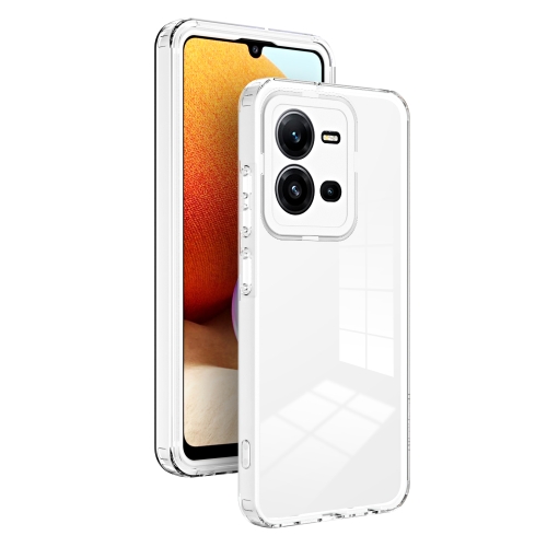 

For vivo V25 5G / V25e 4G 3 in 1 Clear TPU Color PC Frame Phone Case(White)