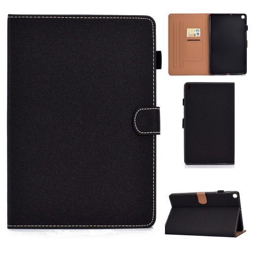 

For Galaxy Tab S6 Lite Sewing Thread Horizontal Solid Color Flat Leather Case with Sleep Function & Pen Cover & Anti Skid Strip & Card Slot & Holder(Light Star Black)