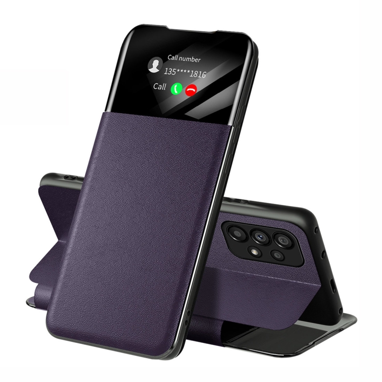 

For Samsung Galaxy A53 5G Side Display Adsorption Leather Phone Case(Violet)