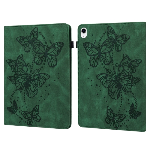 

For iPad 10th Gen 10.9 2022 Embossed Butterfly Leather Tablet Case(Green)