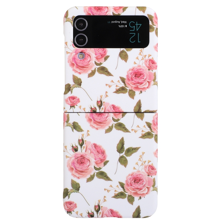 

For Samsung Galaxy Z Flip3 5G Flowers Pattern Folded Shockproof Phone Case(White Peonies)