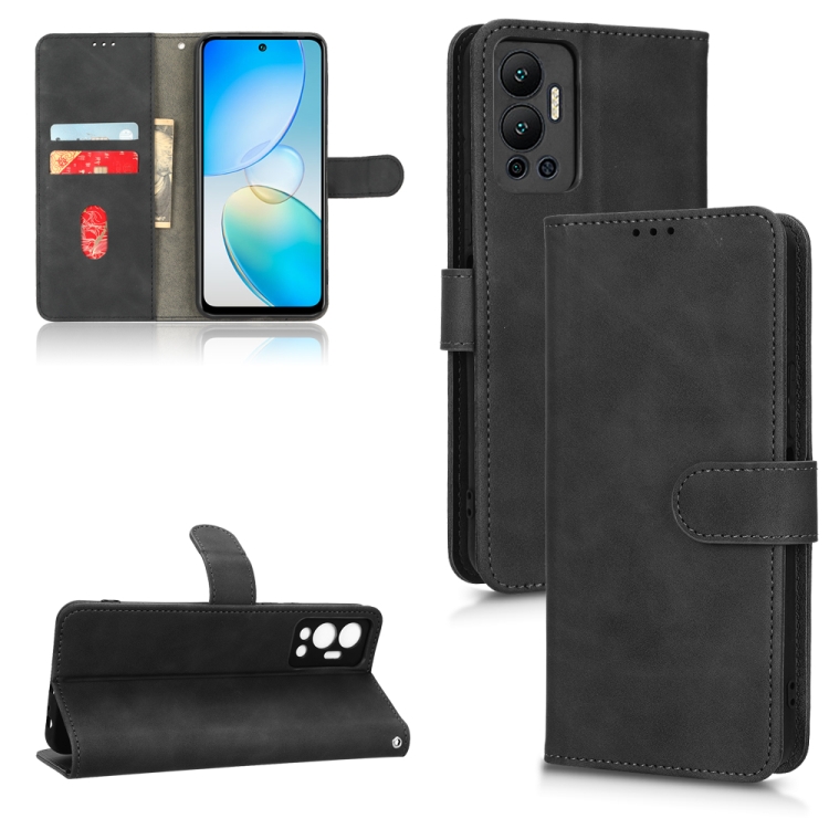 

For Infinix Hot 12 Skin Feel Magnetic Flip Leather Phone Case(Black)
