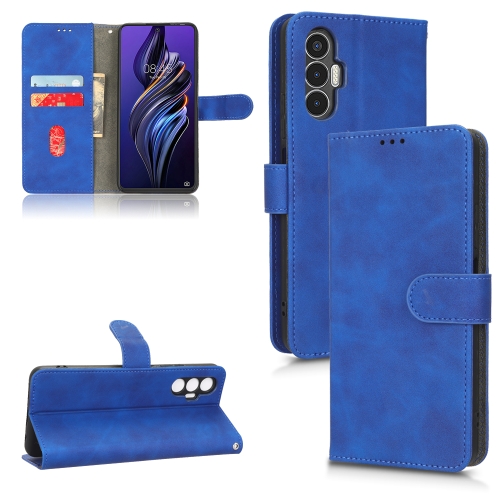 For Tecno Pova 3 Skin Feel Magnetic Flip Leather Phone Case(Blue)