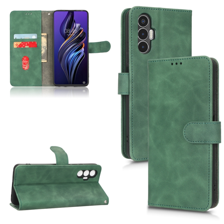 

For Tecno Pova 3 Skin Feel Magnetic Flip Leather Phone Case(Green)