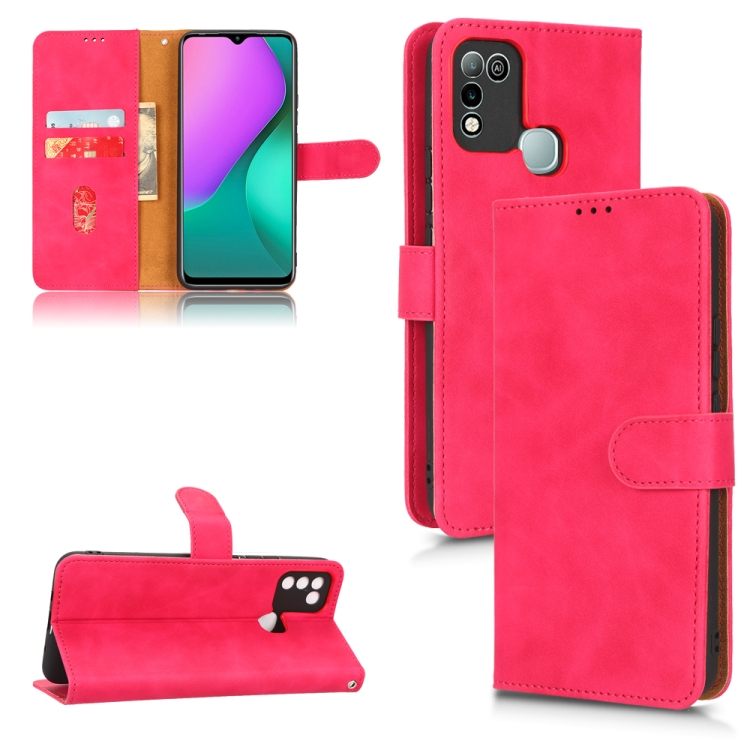 

For Infinix Hot 10 Play Skin Feel Magnetic Flip Leather Phone Case(Rose Red)