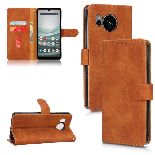 

For Sharp Aquos Sense 7 Plus Skin Feel Magnetic Flip Leather Phone Case(Brown)