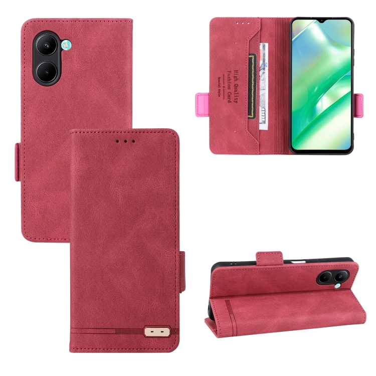 

For Realme C33 Magnetic Clasp Leather Phone Case(Red)
