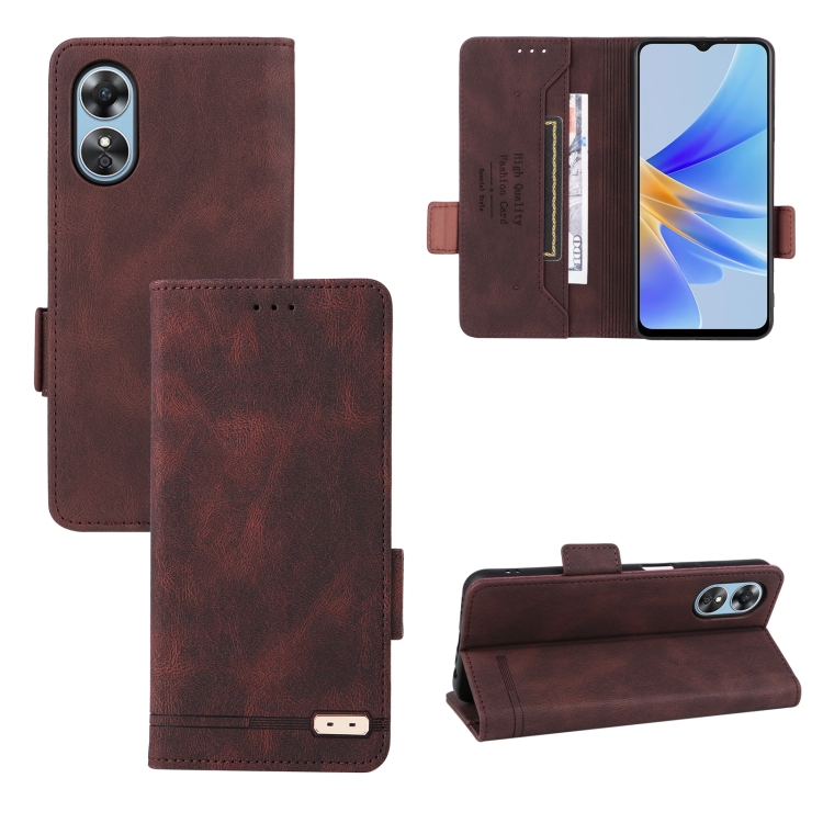 

For OPPO A17 Magnetic Clasp Leather Phone Case(Brown)