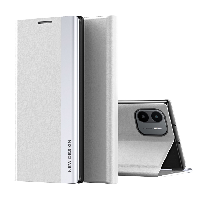 

For Xiaomi Redmi A1 Side Electroplated Magnetic Leather Phone Case(Silver)