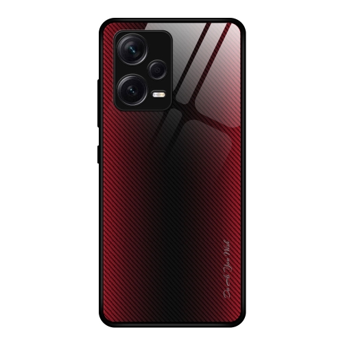 

For Xiaomi Redmi Note 12 Pro+ Texture Gradient Glass TPU Phone Case(Red)