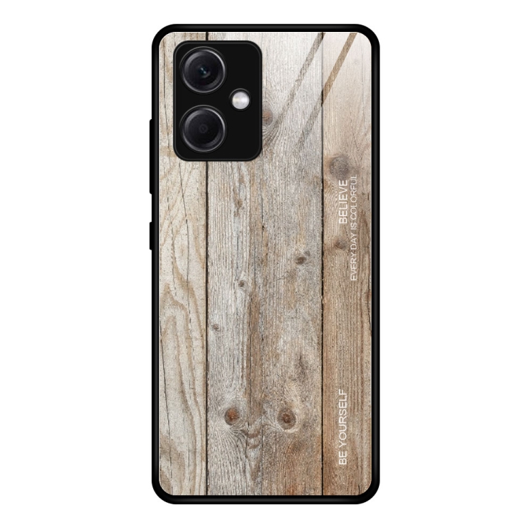 

For Xiaomi Redmi Note 12 Wood Grain Glass TPU Phone Case(Grey)