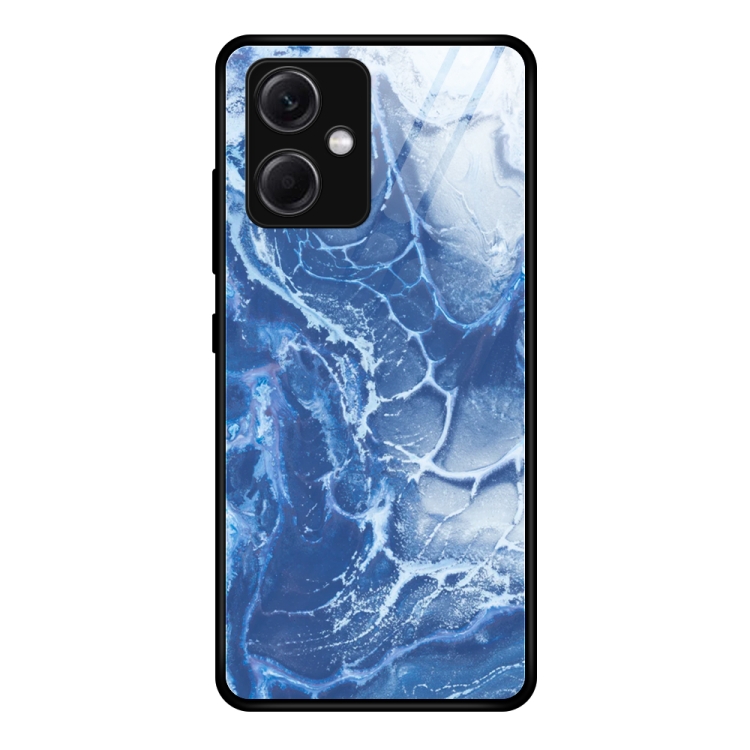 

For Xiaomi Redmi Note 12 Marble Pattern Glass Phone Case(Blue Ocean)