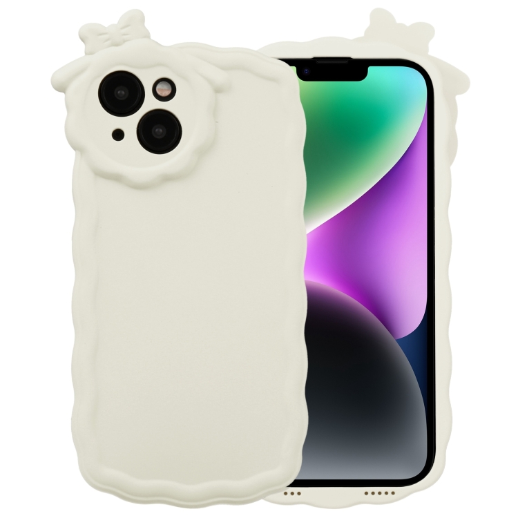 

For iPhone 13 Bowknot Liquid Silicone Phone Case(White)