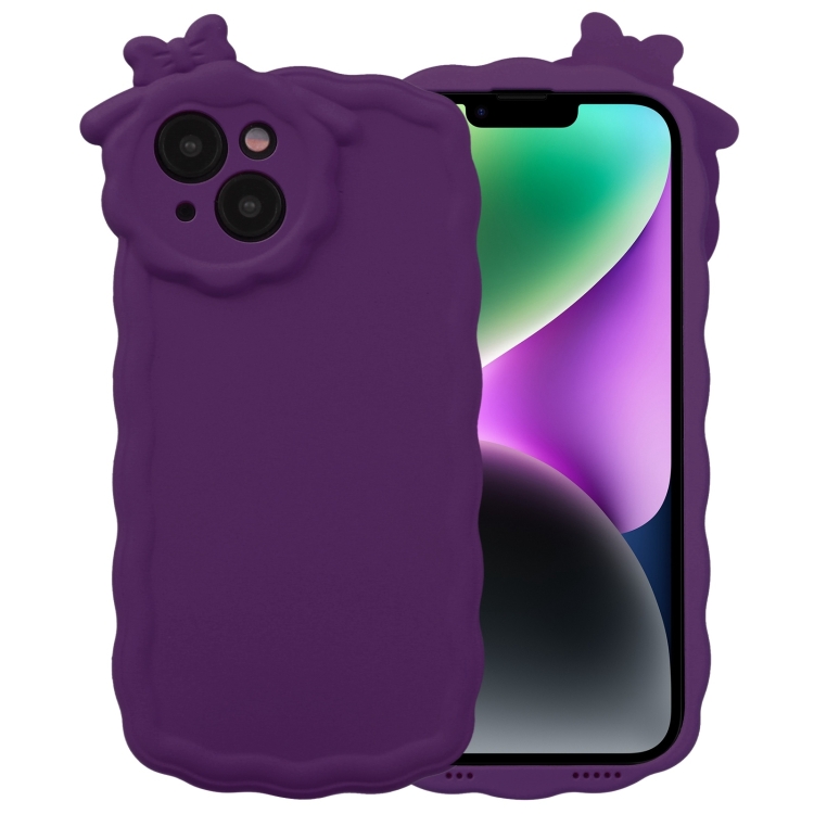 

For iPhone 12 Bowknot Liquid Silicone Phone Case(Purple)