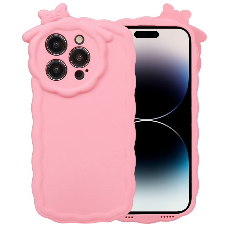 

For iPhone 12 Pro Max Bowknot Liquid Silicone Phone Case(Pink)