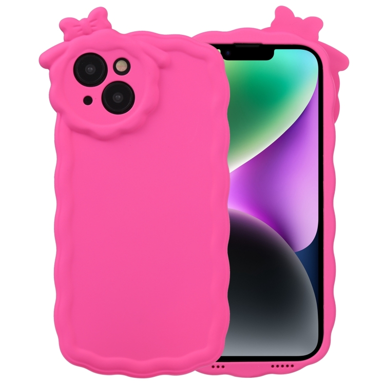 

For iPhone 11 Bowknot Liquid Silicone Phone Case(Rose Red)