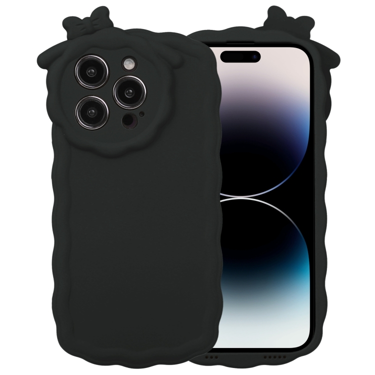 

For iPhone 11 Pro Bowknot Liquid Silicone Phone Case(Black)