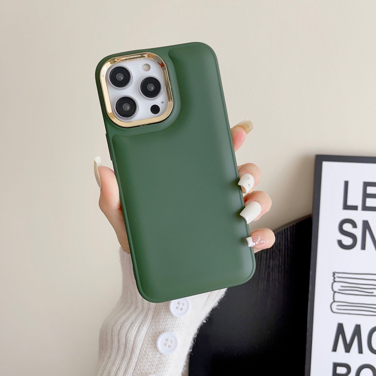 

For iPhone 12 Pro Max Cushion Liquid Silicone Phone Case(Green)