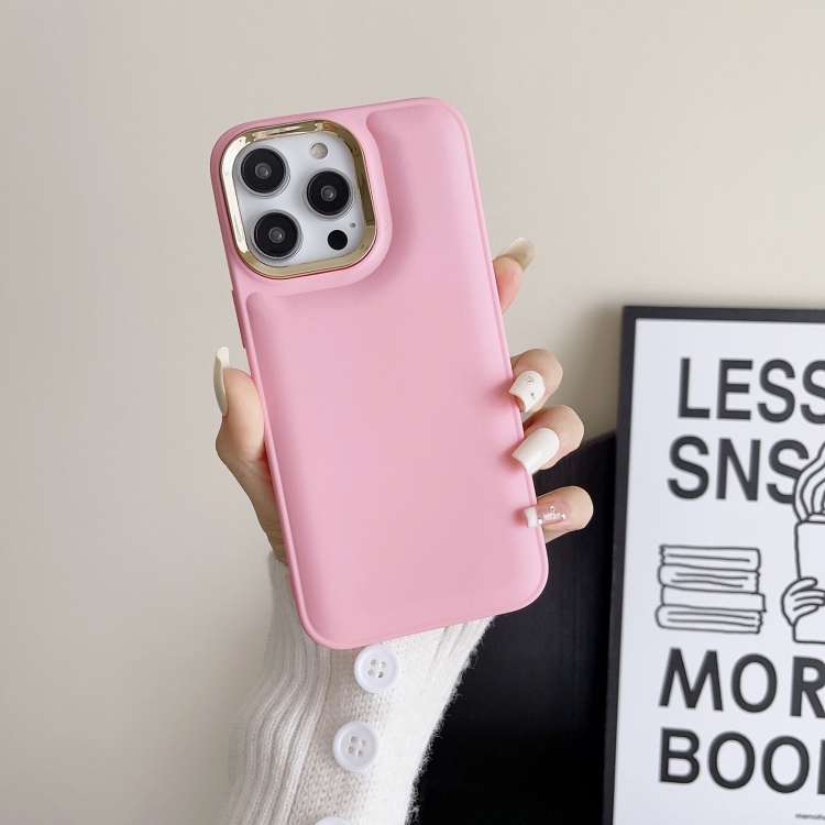 

For iPhone 12 Pro Cushion Liquid Silicone Phone Case(Pink)