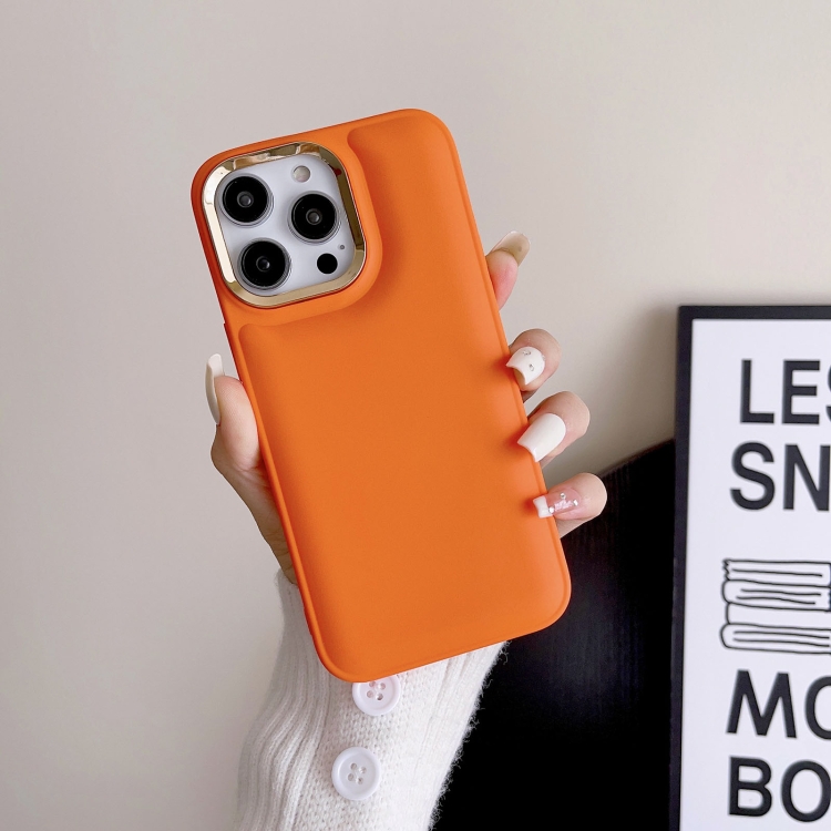 

For iPhone 12 Cushion Liquid Silicone Phone Case(Orange)