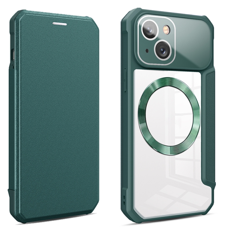 

For iPhone 14 CD Texture Magsafe Flip Leather Phone Case(Green)