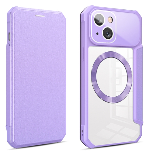 For iPhone 14 Pro CD Texture Magsafe Flip Leather Phone Case(Purple)