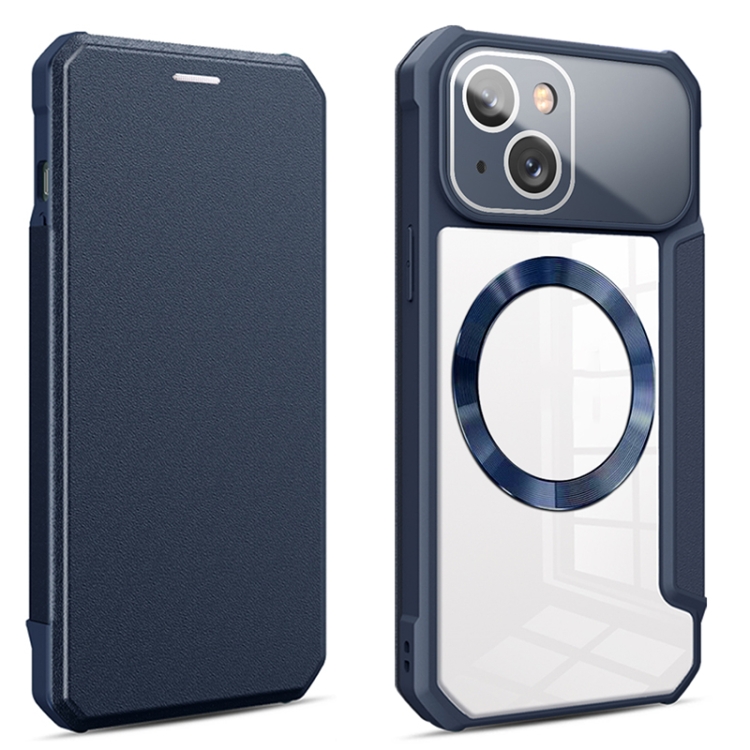 

For iPhone 13 CD Texture Magsafe Flip Leather Phone Case(Blue)
